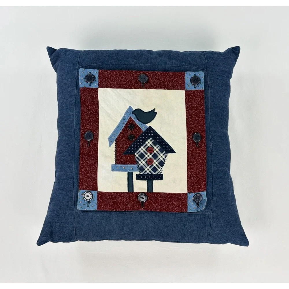Handmade Interchangeable Button On Quilted Seasonal Holiday Pillow Cover Set 6pc